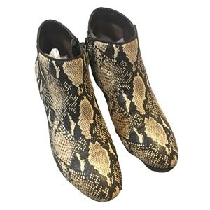 Sam Edelman Boots Womens Snakeskin Ankle Booties Heels Zip Beige Leather 8